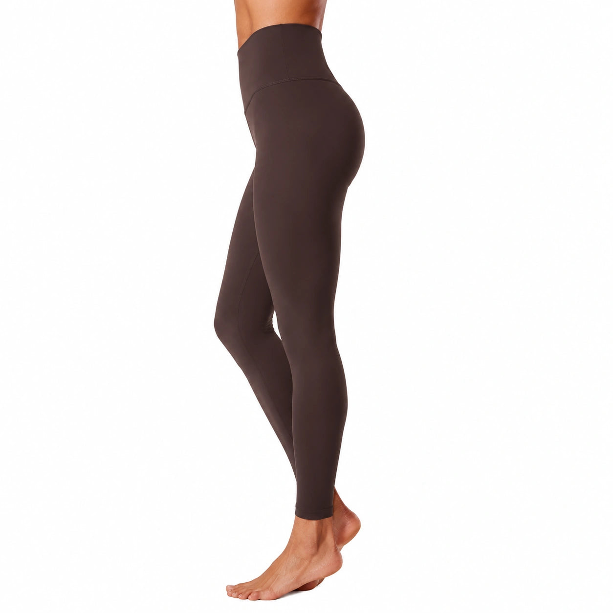 Leggings donna taglia S marrone a vita alta in tessuto elasticizzato per allenamento