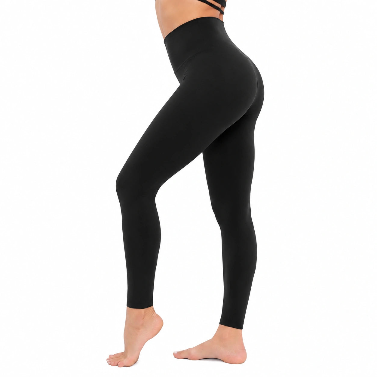 Leggings donna taglia S neri a vita alta in tessuto elasticizzato per fitness