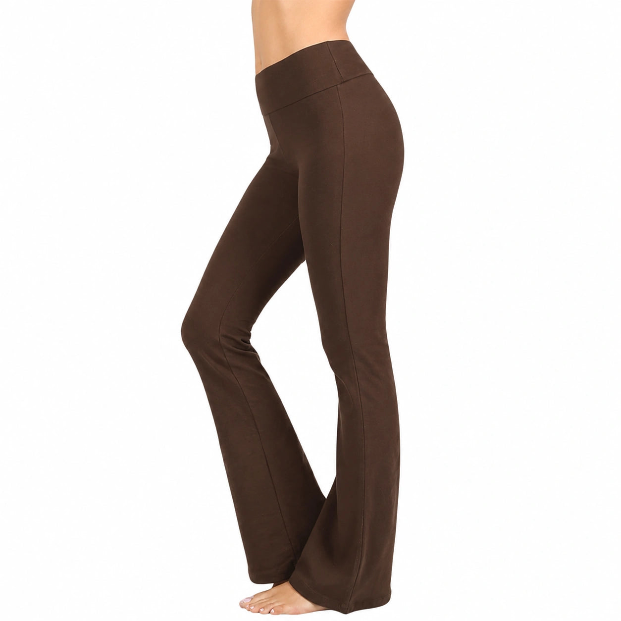 Pantaloni da donna taglia M marrone a vita alta con gamba svasata