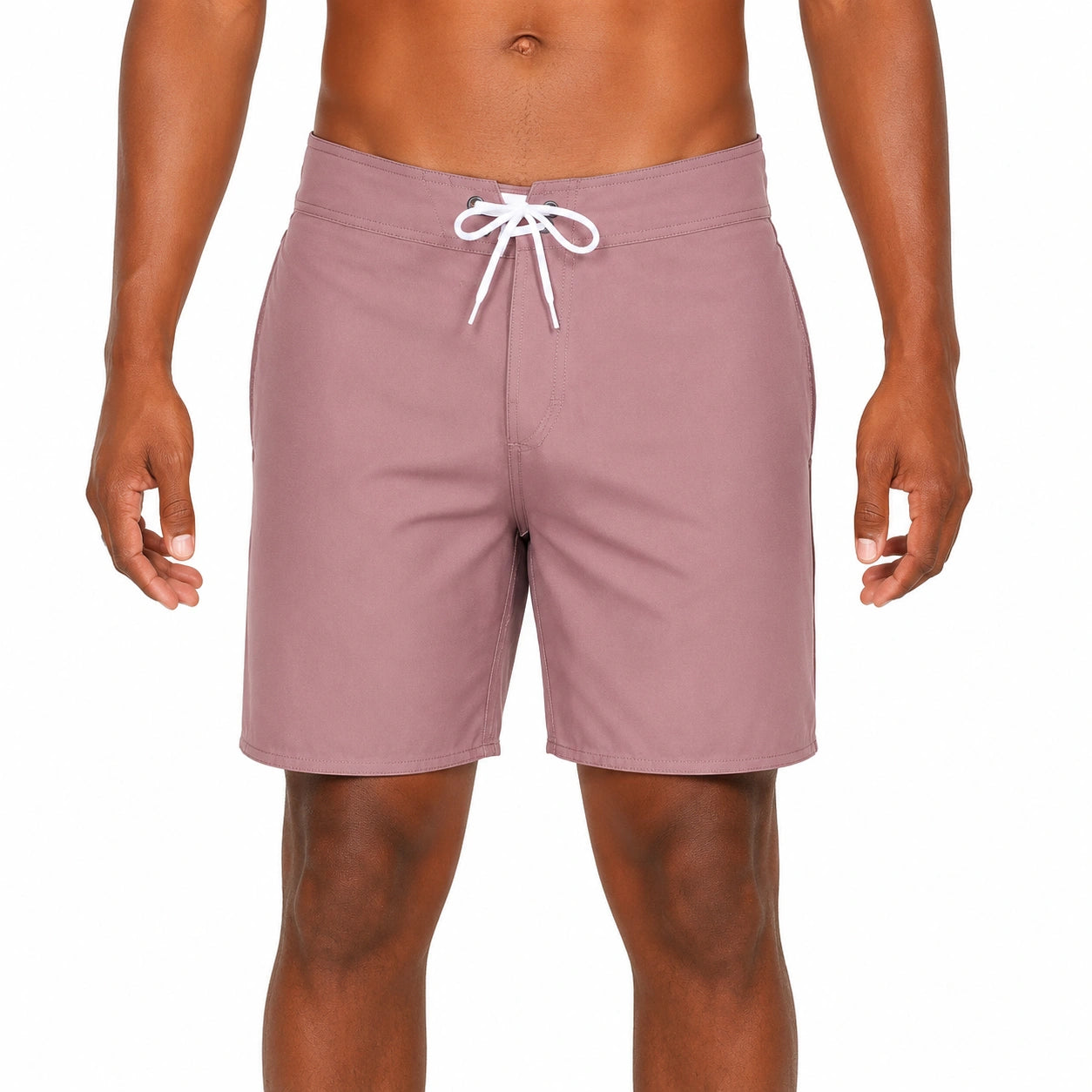 Pantaloncini uomo taglia M in tessuto sintetico rosa malva con coulisse stile casual