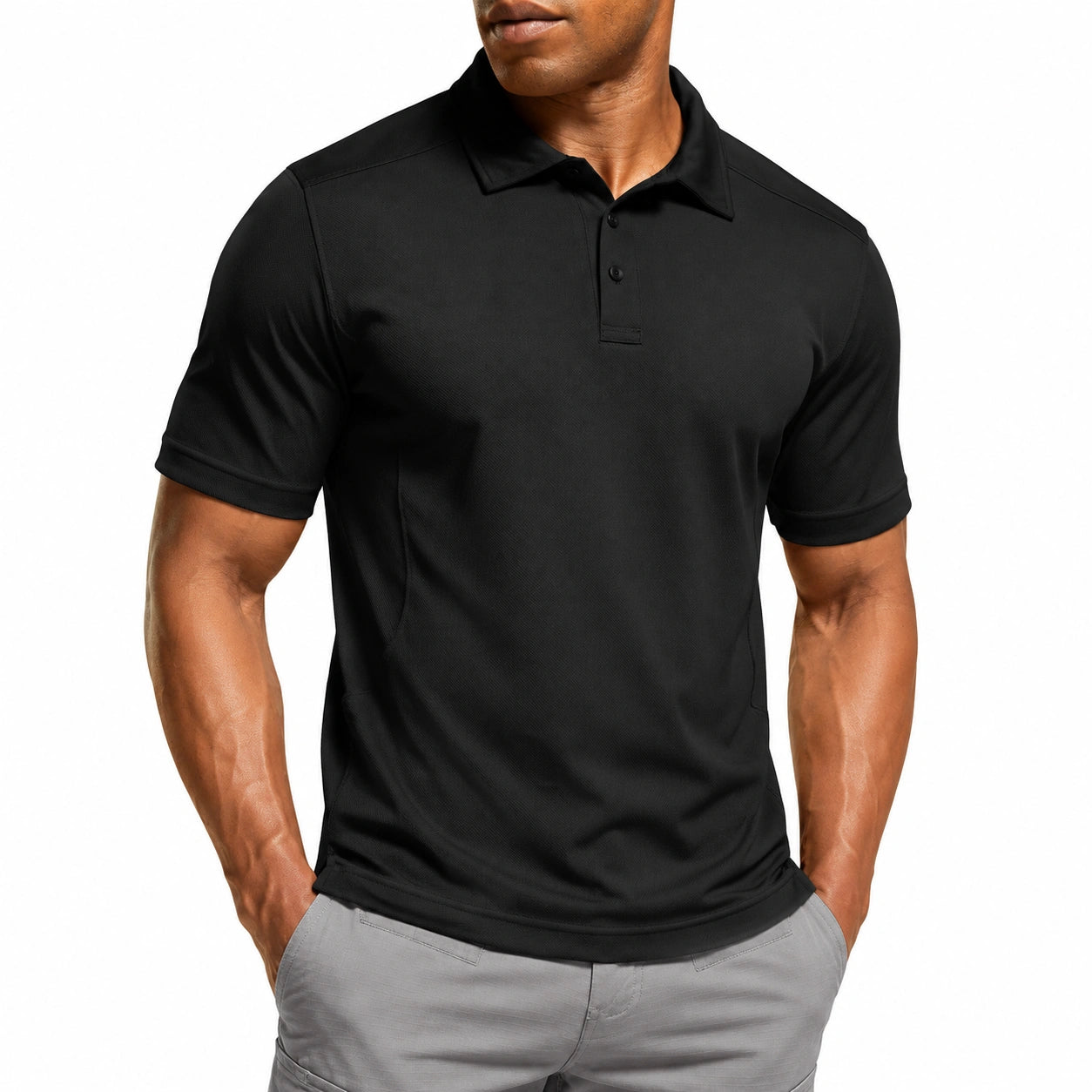 Polo uomo taglia M in tessuto nero a maniche corte stile casual