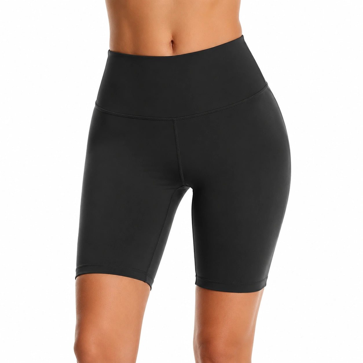 Pantaloncini ciclisti donna taglia S neri in tessuto elasticizzato a vita alta per sport