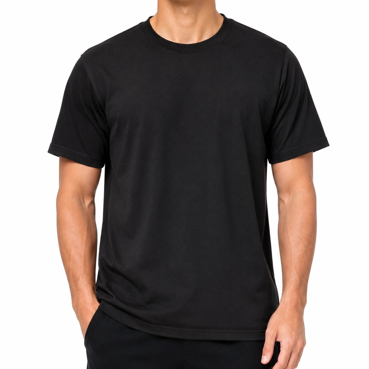 T-shirt da uomo L in tessuto nero a maniche corte stile essenziale